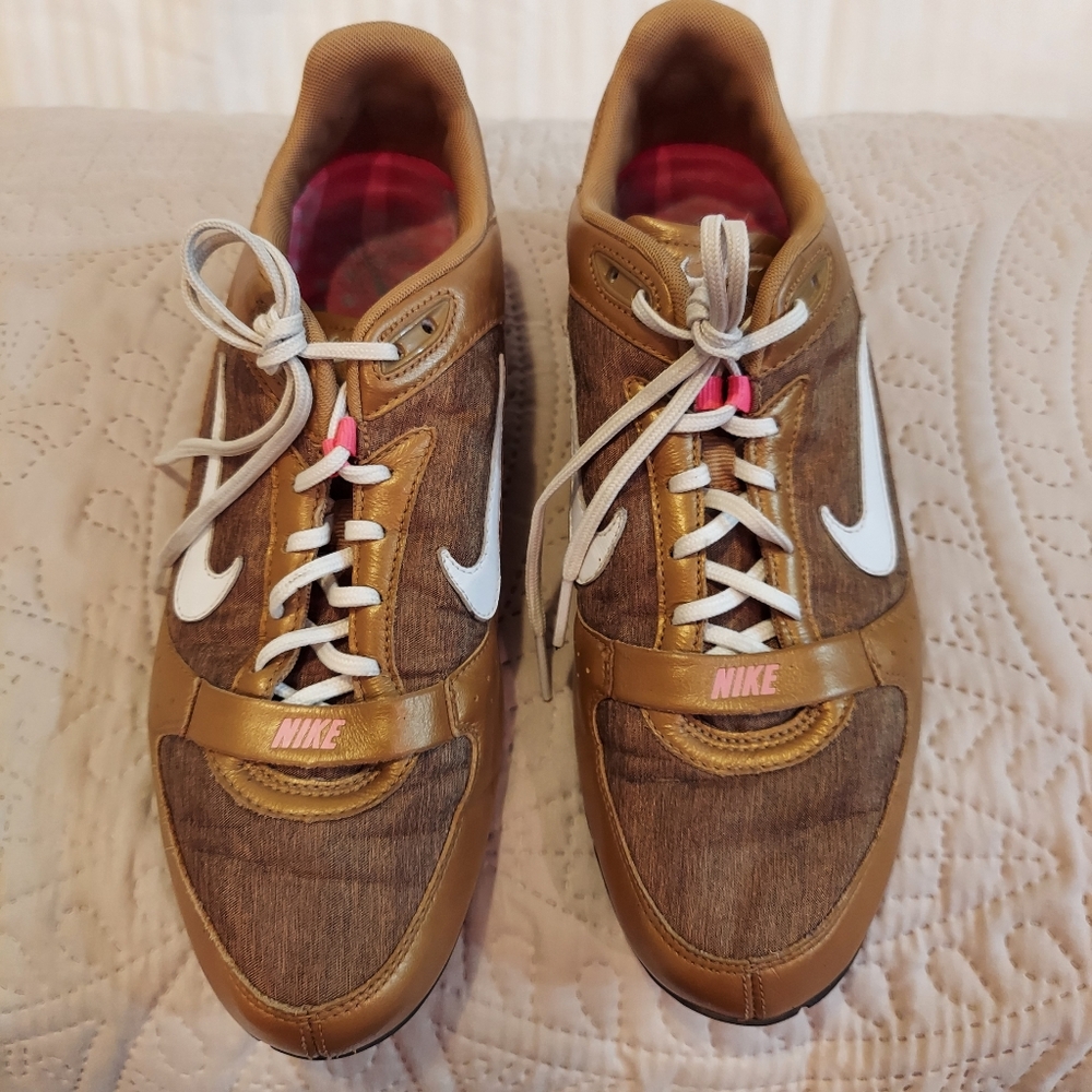 Nike womans gold Pink sneakers Laces Size 9